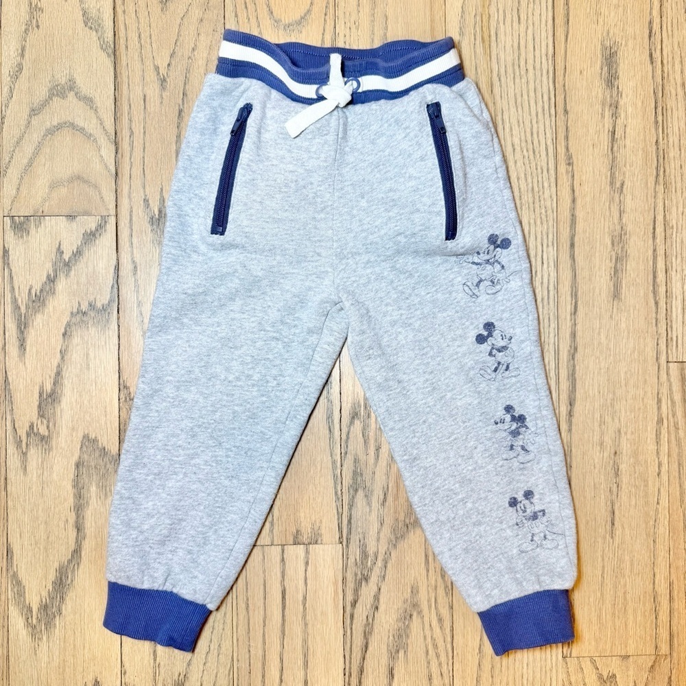 Disney’s Mickey Mouse Toddler Gray and Navy Jogger Pants with Zip Pockets Size 3
